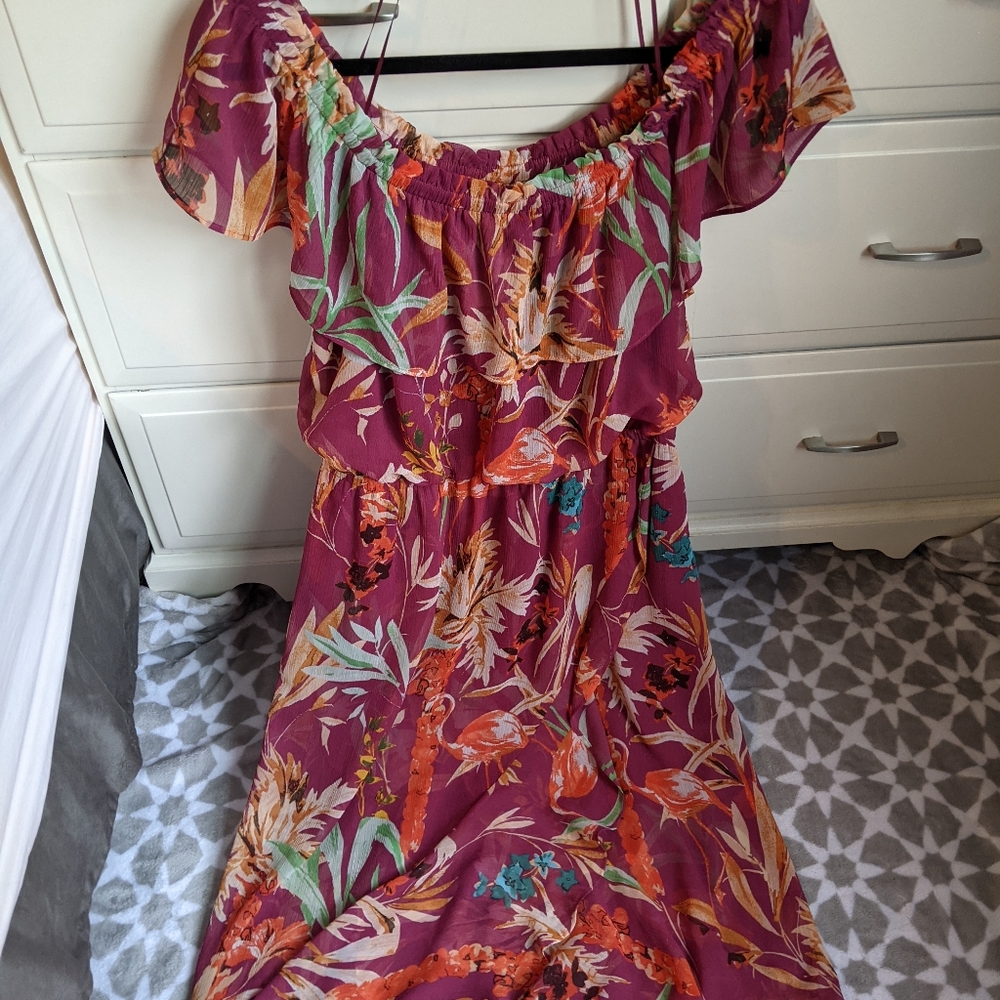 Express | Tropical Print Off-the-Shoulder Maxi